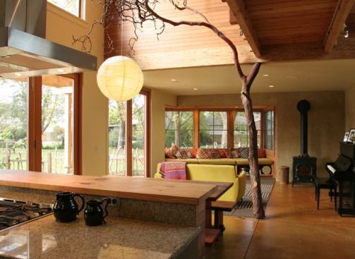 The house is designed to be net-zero and to leave a minimal carbon footprint. The only time natural gas is used in this home is for cooking.