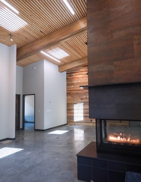 #-sided fireplace.