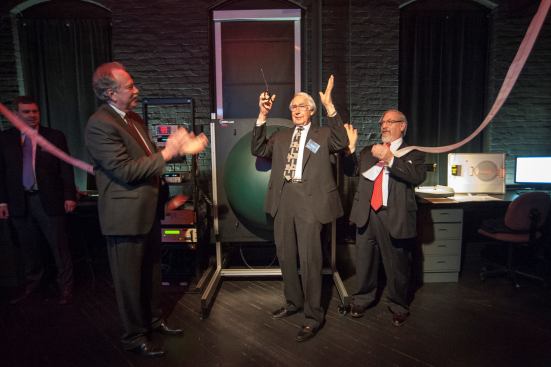The LRC held a ribbon-cutting ceremony for a new photometry laboratory, funded by the New York State Energy Research and Development Authority. From l to r: LRC director Mark Rea; past NYSERDA president Irvin “Jack” White; and current NYSERDA CEO and president Frank Murray.