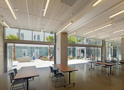 The community room, which opens out onto the central courtyard.