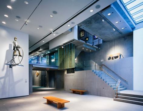 Skylights provide daylighting to the gallery spaces.