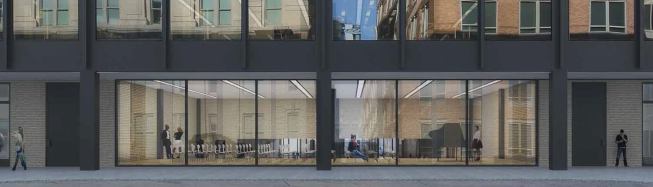 Proposed enclosure in place of the existing loading dock along G Place. (Jan. 2015)