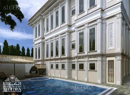 Villa exterior design with backyard pool