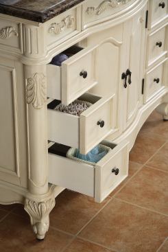 Storage drawers on Windsor 48-inch vanity.