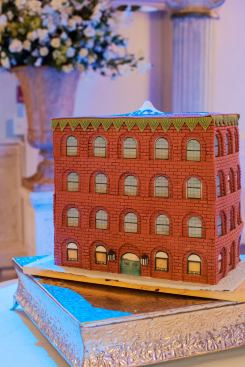 An impressive cake made by Levent Sahin, a Ph.D. student at the LRC, recreates the facility in edible form. He also wrote the names of the LRC staff on the back of the cake.