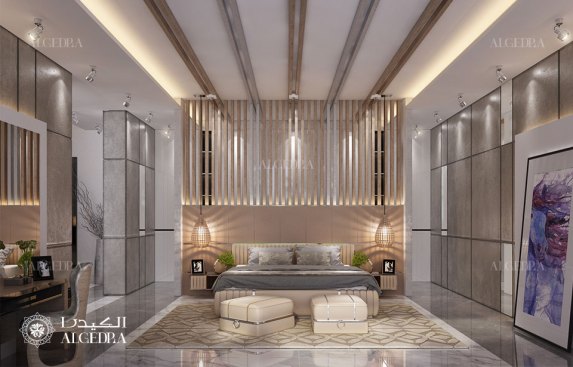 Master bedroom design in luxury villa