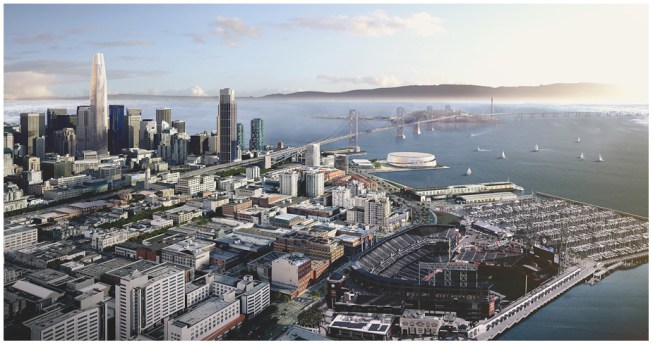 Aerial rendering looking north.