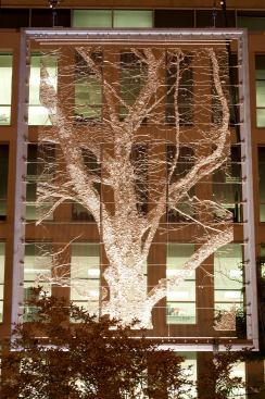 A mockup of the steel tapestries presented during the evening