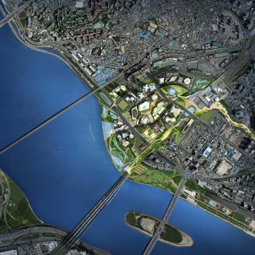 YIBD master plan, aerial.