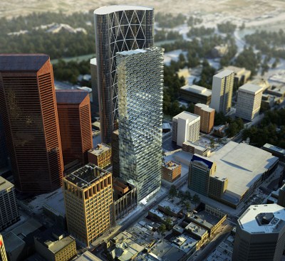 Aerial rendering in context. 