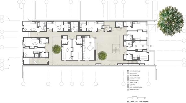 The buildings second floor plan. 