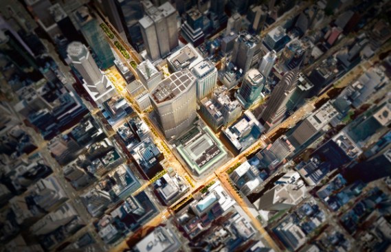 Proposed Grand Central Station, aerial view.