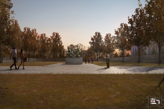 Rendering of central lawn looking east