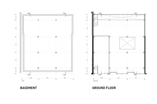 Basement and ground-floor plans