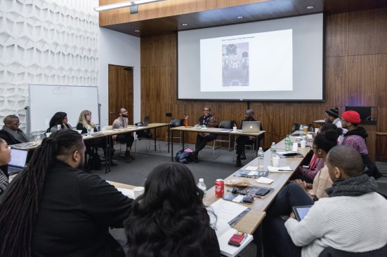 Mabel O. Wilson and Mario Gooden host the masterclass "African Mobilities - Im/mobility + Afro-Imaginary" at Columbia GSAPP in February 2018.
