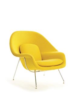 It’s kind of mind-blowing when you consider that Eero Saarinen designed his Womb chair—ostensibly an icon of the ’60s—way back in 1946. The Knoll bestseller is still fabricated as originally intended, with a molded, reinforced-fiberglass shell wrapped in foam, and cushions made from polyester fiber with a foam core. The woven KnollTextiles upholstery fabric shown here, Cato, is also a midcentury classic, dating to 1961. • 
knoll.com