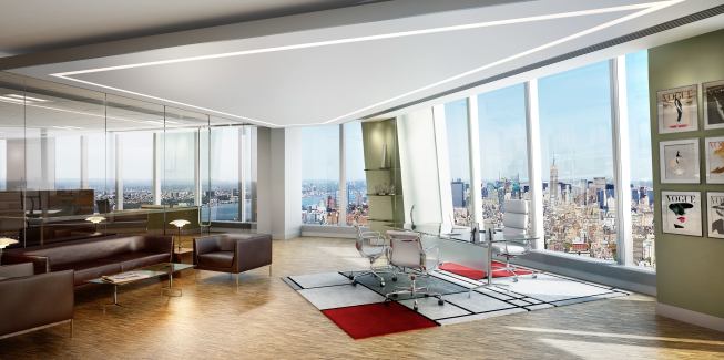 Interior view of the office levels at 1 World Trade Center.