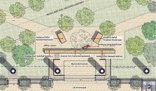 The site plan drawing shows that the memorial spans the blocks between 4th and 6th Streets SW near the intersection of Maryland and Independence Avenues SW, just off the National Mall.