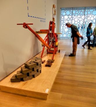 A brick press imported from India. Little indication is given regarding how Studio Gang intends to use this machine in their projects.