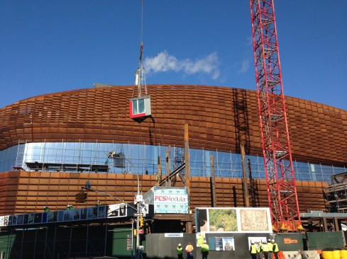 First+module+being+craned+into+place.