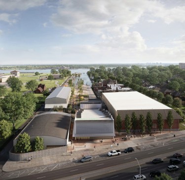 Facilities within the historic site include a WWII-era U.S. Navy shipyard, a former theater, marina showrooms, and service shops, all of which will be readapted as cultural amenities.