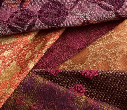 Designer Laura Guido Clark, whose clientele includes the likes of Apple and Mattel, turned to historic handwork and crafting techniques such as block printing and crochet when she created the five patterns in the 
Freehand collection for 
Pallas Textiles. Shown clockwise from top are 
Stamped Out, 
Laced Up, 
Criss Crossing, 
Block Party, and 
Hooked.&nbsp;
Read more.