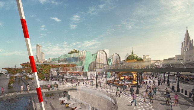 Eastern concourse, vaults, and riverwalk.