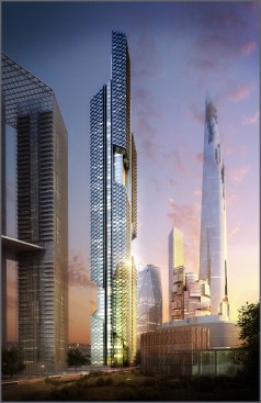 Tower 2, dusk.