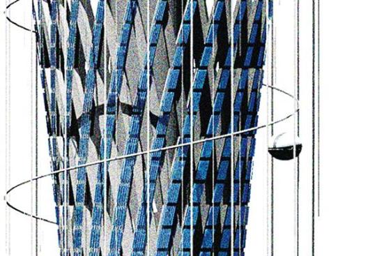 Solar tube density varies on the different faces of the tower. The highest concentration is on the south fa?ade, in an effort to harness the maximum amount of solar energy to convert to steam power.