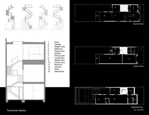 The projects floor plans in section.