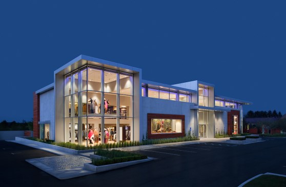 Overall exterior; twilight