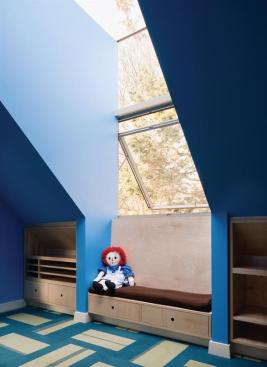 A boys bedroom was added in the small, north end attic adjacent to an existing bedroom. 