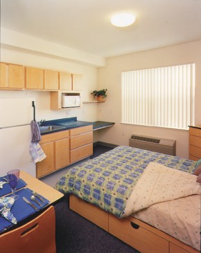 Pleasant rooms feature built-in storage and "the worlds smallest walk-in closet.