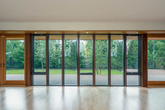 Window walls frame exterior views