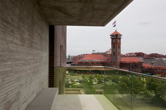 A view of historic Union Station from a balcony shared by residents.