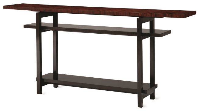 With Japanese styling, the Kylie console table's narrow silhouette measures 76 inches wide, 34 inches tall, 14 inches deep.