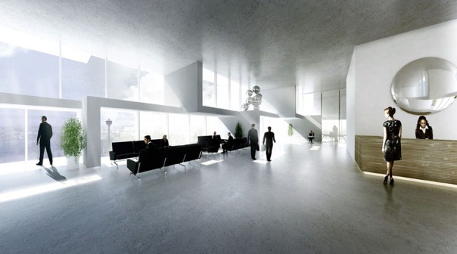 Typical office lobby.