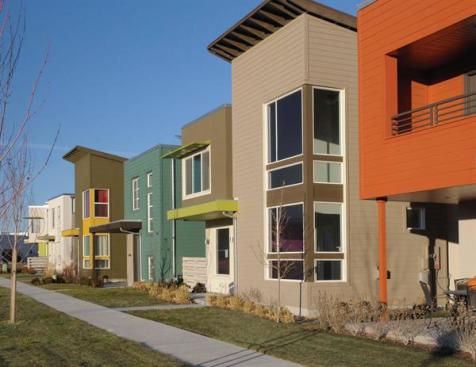 The architects broke up the elevations with fiber cement, stucco, and color.