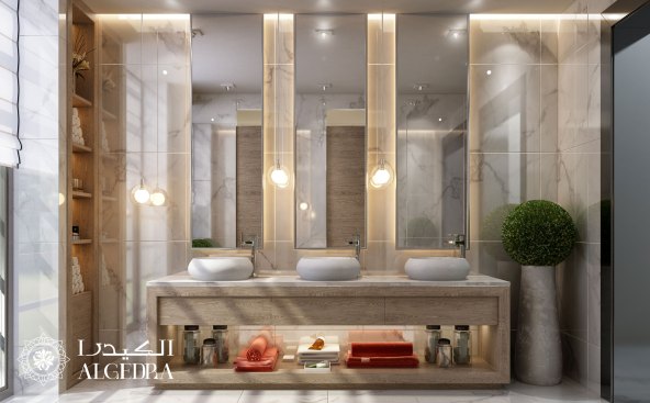 Guest bathroom design in luxury villa