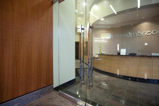 Rectangular Door Pulls in Polished Stainless Steel at Mission City Corporate Center, San Diego, California