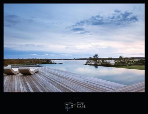An infinity pool overlooks the Atlantic.
