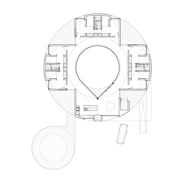 View from within the courtyard to entry and common areas.