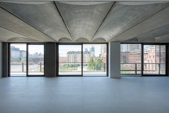 Concrete ceilings.