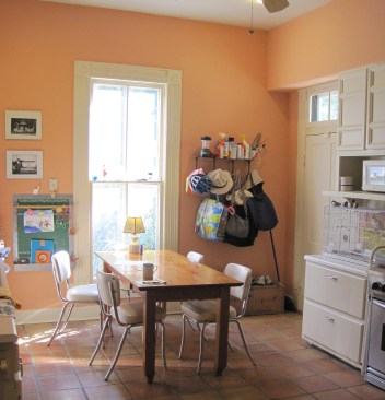 Before: a make-shift drop zone was located by the exterior door                               