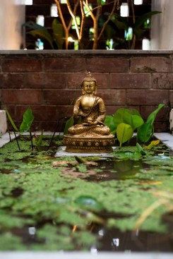 A sense of tranquillity is evoked by patio