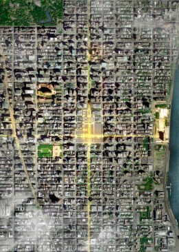 Proposed Grand Central Station with surrounding city grid.