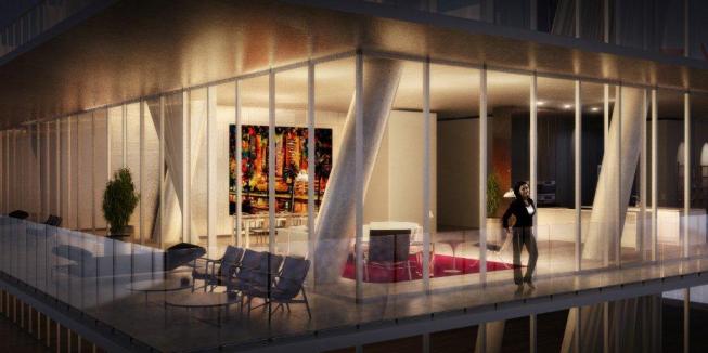 Apartment at night.