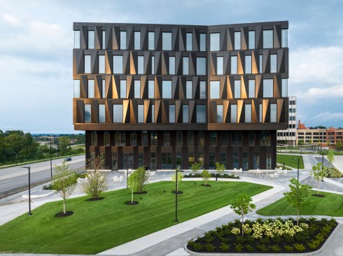 A simple metal panel system is used to generate impressive complexity, producing a look that is never quite the same.
