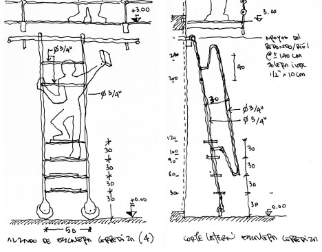 Rolling ladder sketch.