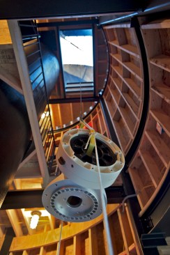 hoisting telescope parts to the top using davit
